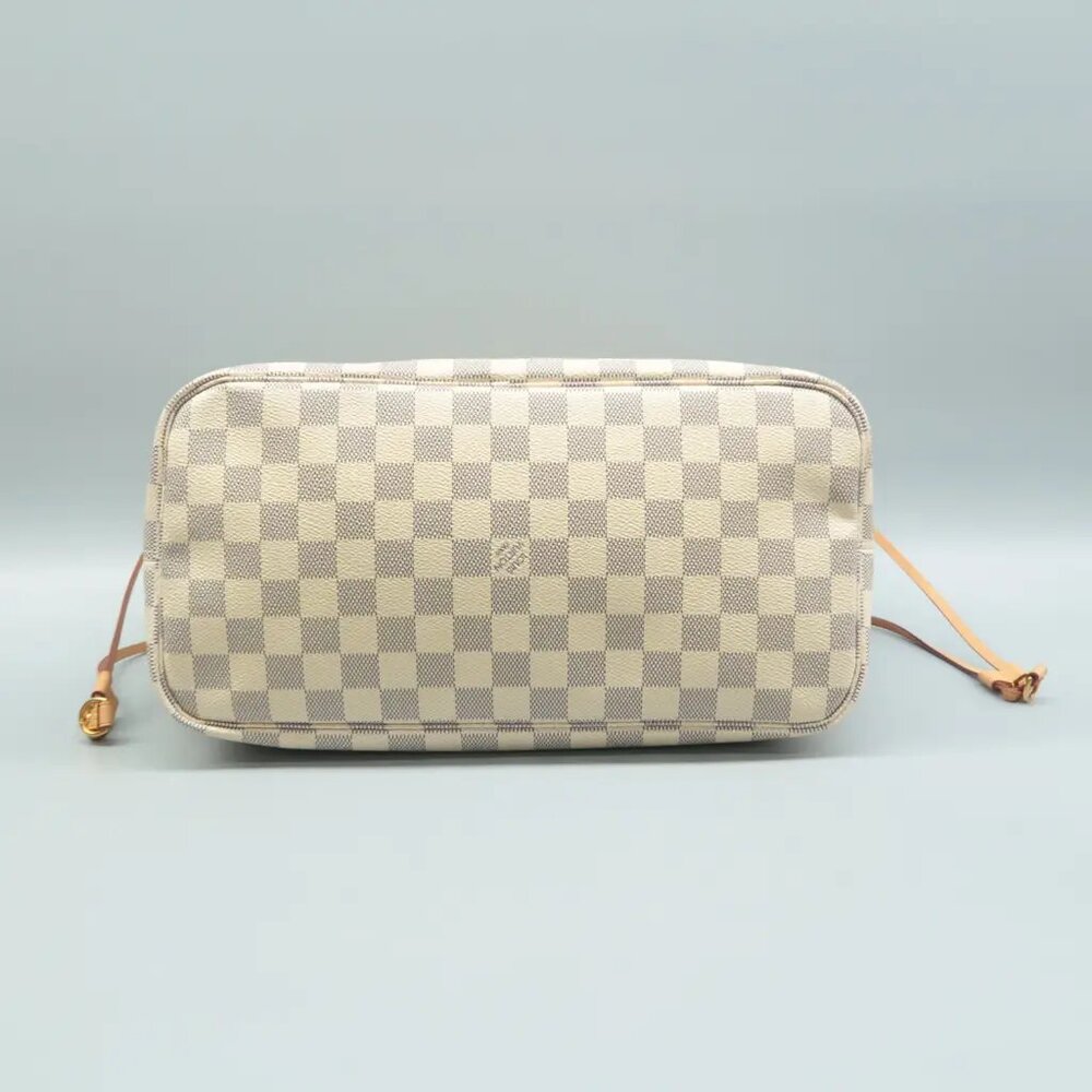 100% Authentic Louis Vuitton Neverfull White W/P Damier Azur Canvas Shoulder Bag - Picture 5 of 12